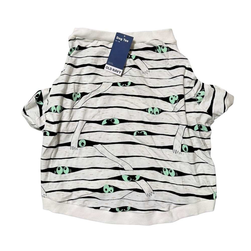 NWT Old Navy Striped Dog Tee with Mummy Green Eyes